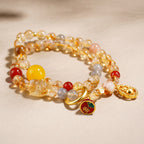 Yellow Rutilated Quartz Beaded Bracelet