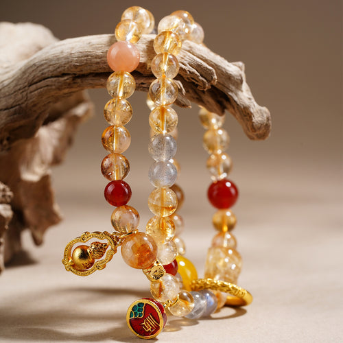Yellow Rutilated Quartz Beaded Bracelet