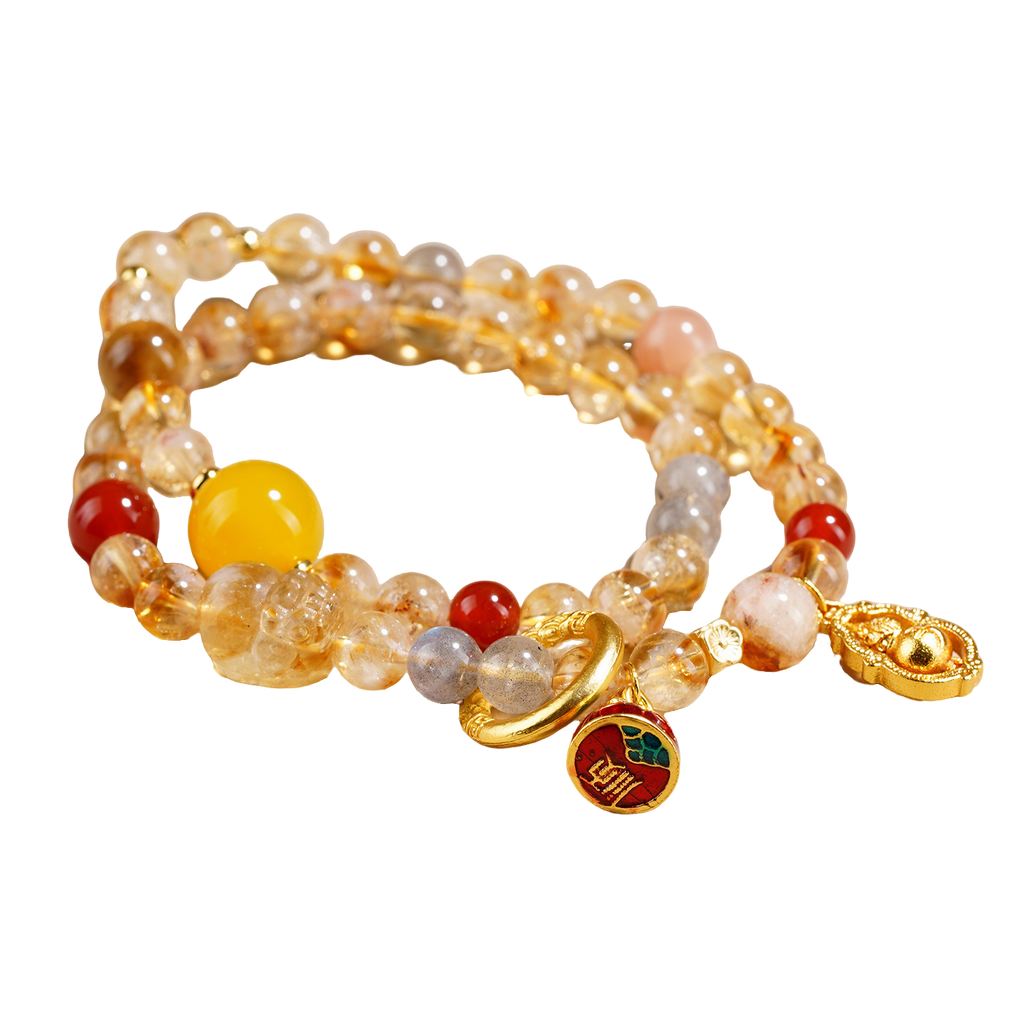 Yellow Rutilated Quartz Beaded Bracelet