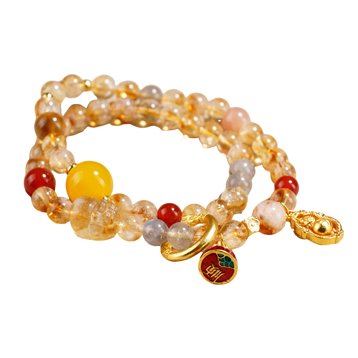 Yellow Rutilated Quartz Beaded Bracelet