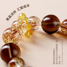 Natural Black Gold Super Seven Crystal Beaded Bracelet