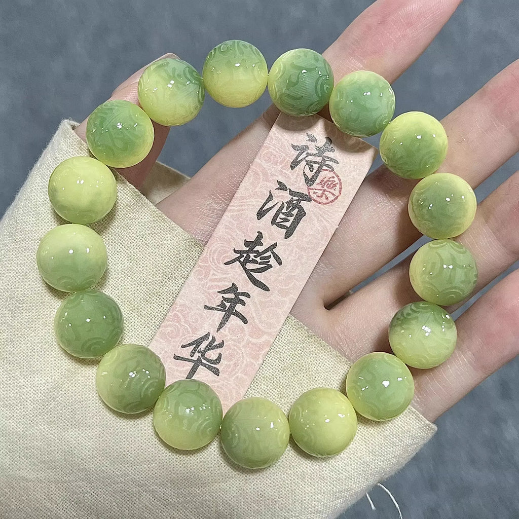 Authentic Key Lime Bodhi Beaded Bracelet • Natural Lime Green Prayer Beads