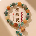 Wealth Flower God of Wealth Lotus White Jade Bodhi Root Peace Multi-Treasure Beaded Bracelet