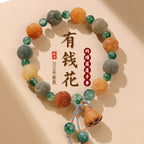 Wealth Flower God of Wealth Lotus White Jade Bodhi Root Peace Multi-Treasure Beaded Bracelet