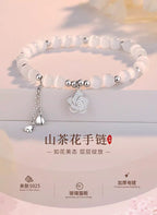 Camellia Cat's Eye Crystal Beaded Bracelet
