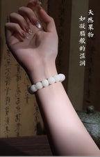 Natural White Bodhi Root Beaded Bracelet