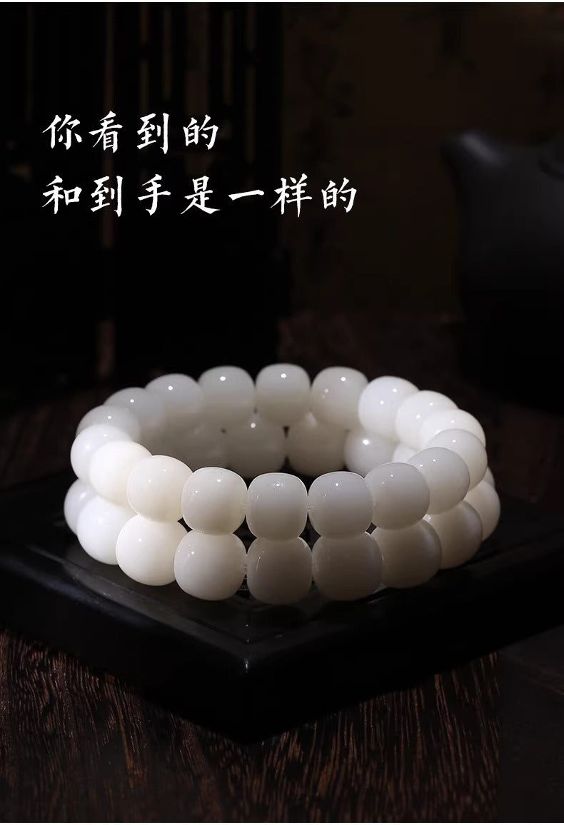Natural White Bodhi Root Beaded Bracelet