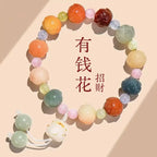 Wealth Flower God of Wealth Lotus White Jade Bodhi Root Peace Multi-Treasure Beaded Bracelet