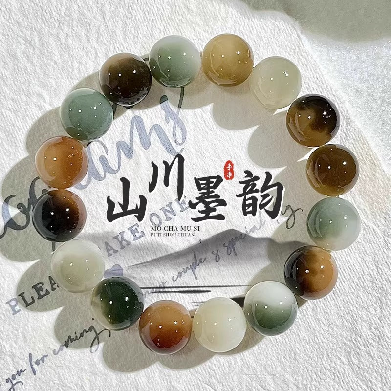 Amber Flower Skin Jade-Aged Old Material Bodhi Root Beaded Bracelet