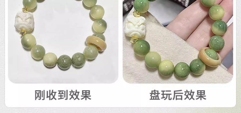 Authentic Key Lime Bodhi Beaded Bracelet • Natural Lime Green Prayer Beads