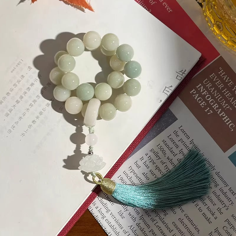 White Jade Bodhi Root Handheld Prayer Beads Bracelet