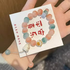 Cute Ice Cream Charcoal Burnt Caramel Cat Paw & Lucky Cat Beaded Bracelet
