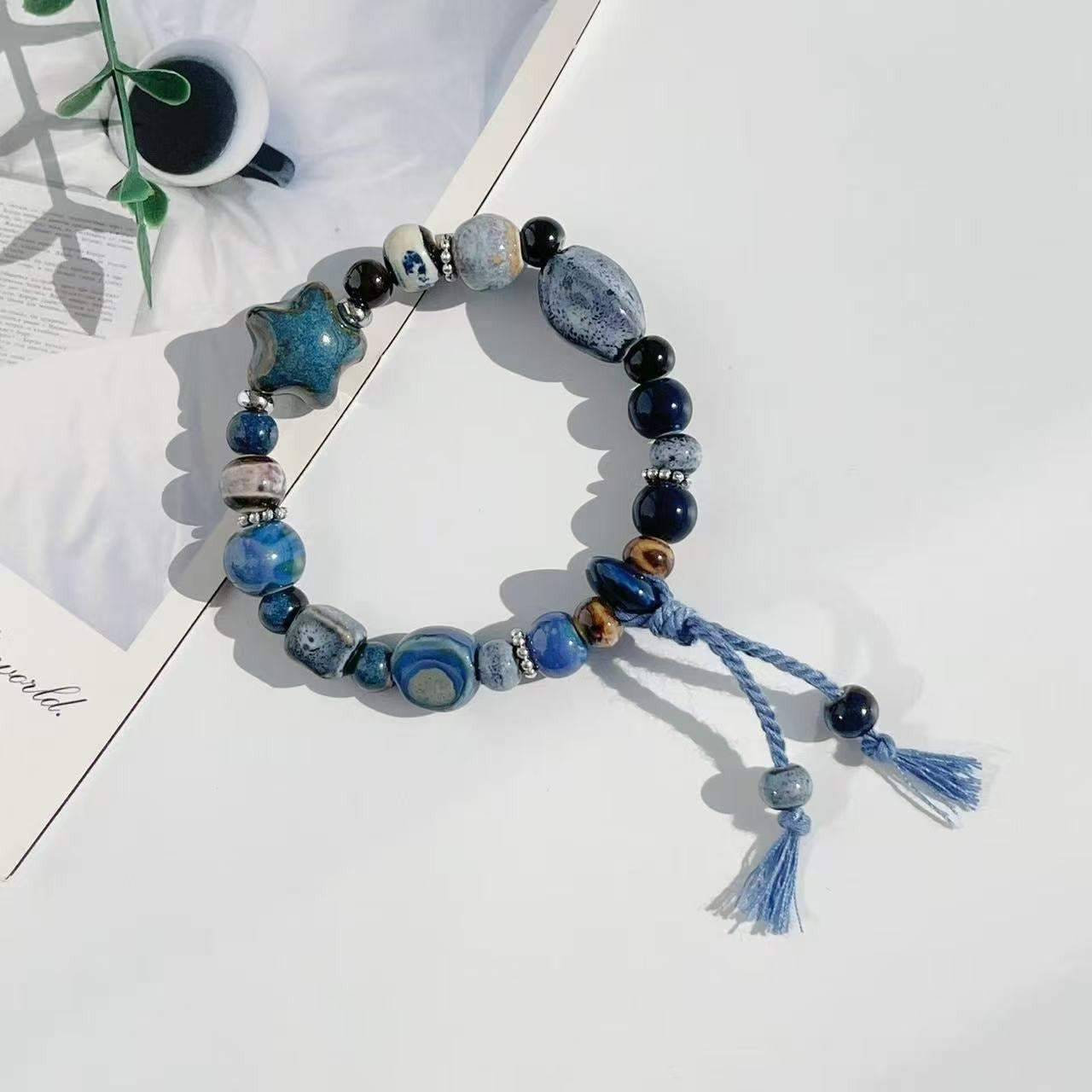 Starfish Design Ceramic Bead Bracelet