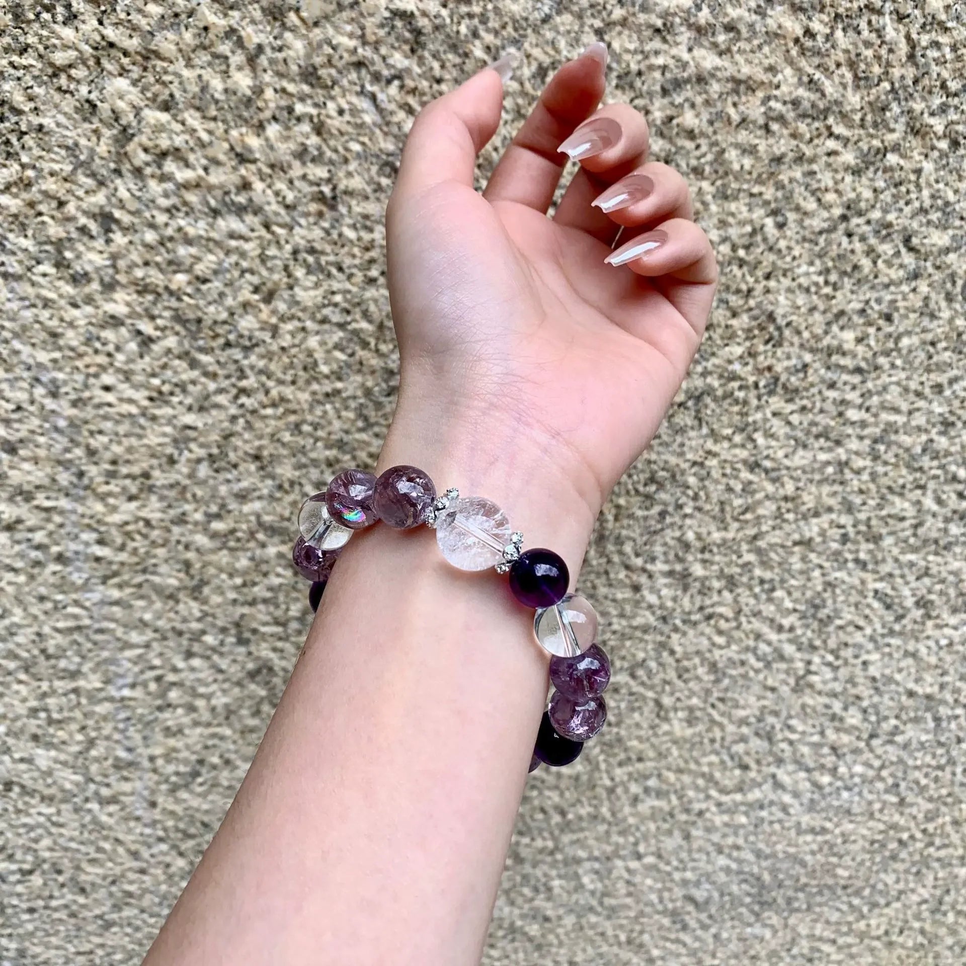 Natural Amethyst Bracelet with Nine Purple Fire Energy