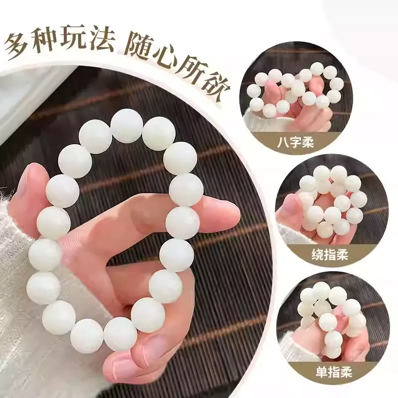 Natural White Bodhi Root Beaded Bracelet