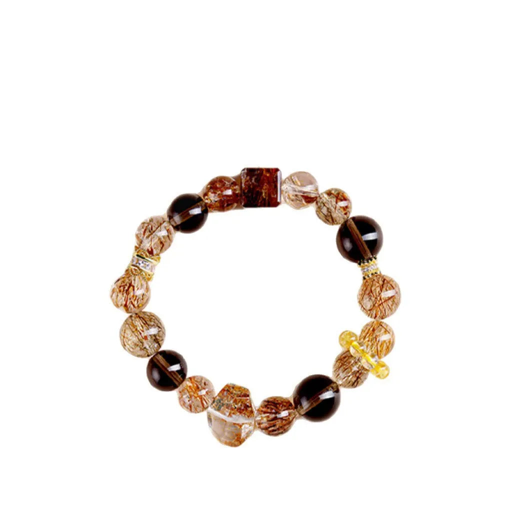Natural Black Gold Super Seven Crystal Beaded Bracelet